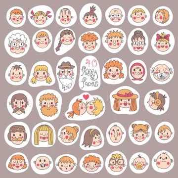 Funny Faces Stock Illustration