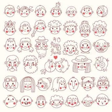 Funny Faces Stock Illustration