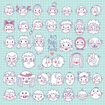 Funny Faces Stock Illustration