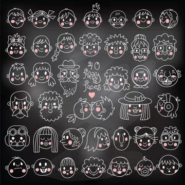 Funny Faces Stock Illustration