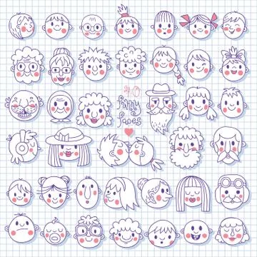 Funny Faces Stock Illustration