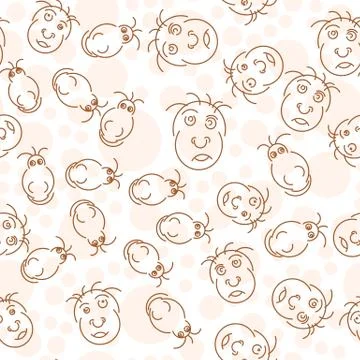 Funny faces seamless pattern. Vector illustration. Humor kids abstract back.. Stock Illustration