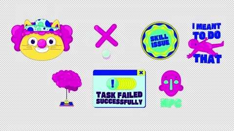 Funny fail gaming reaction 2D animation set Stock Footage 337887277