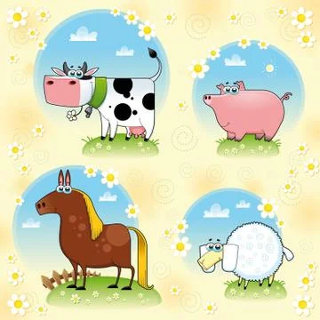 Funny farm animals. Stock-Illustration