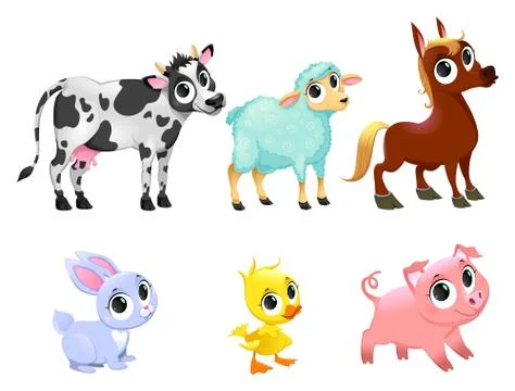 Funny farm animals Stock Illustration