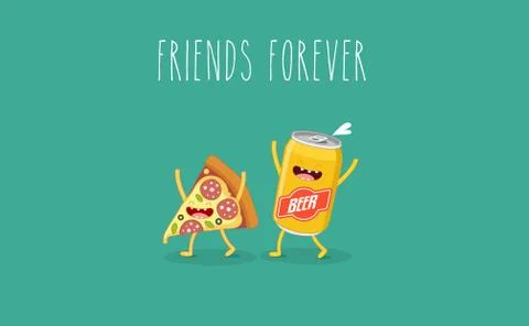 Funny fast food set. Vector illustration Stock Illustration