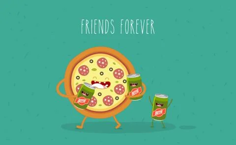 Funny fast food set. Vector illustration Stock Illustration