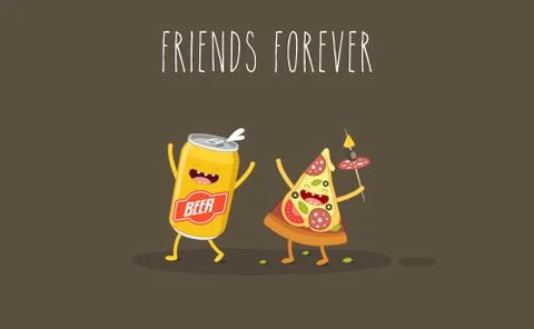 Funny fast food set. Vector illustration Stock Illustration