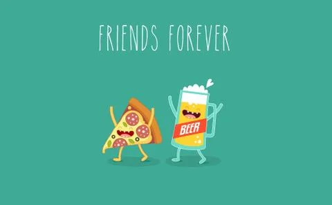 Funny fast food set. Vector illustration Stock Illustration