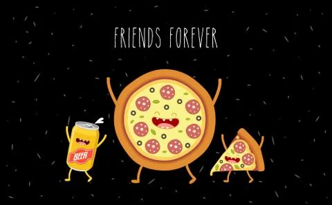 Funny fast food set. Vector illustration Stock Illustration