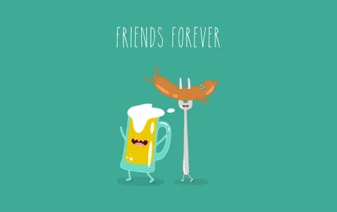 Funny fast food set. Vector illustration Stock Illustration