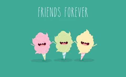 Funny fast food set. Vector illustration candy floss Stock Illustration
