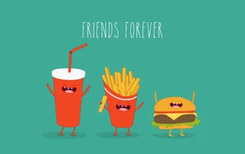 Funny fast food set. Vector illustration Stock Illustration