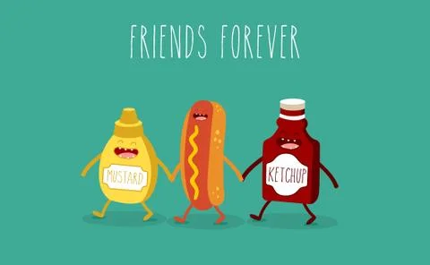 Funny fast food set. Vector illustration Stock Illustration