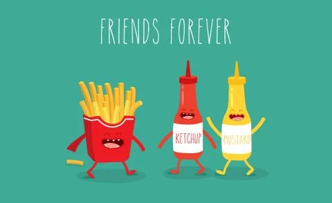 Funny fast food set. Vector illustration Stock Illustration