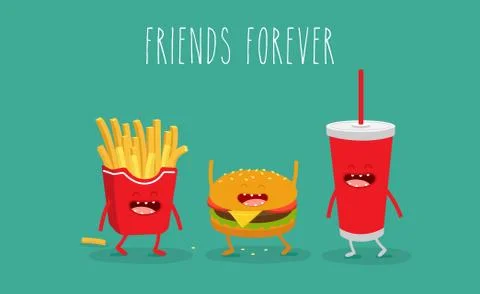 Funny fast food set. Vector illustration Stock Illustration