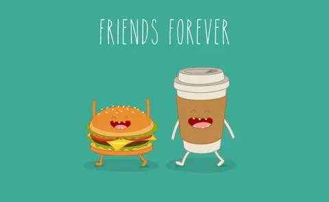 Funny fast food set. Vector illustration Stock Illustration