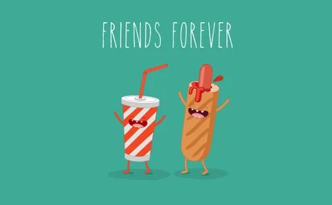 Funny fast food set. Vector illustration Illustrazione stock