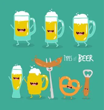 Funny fast food set. Vector illustration Stock Illustration
