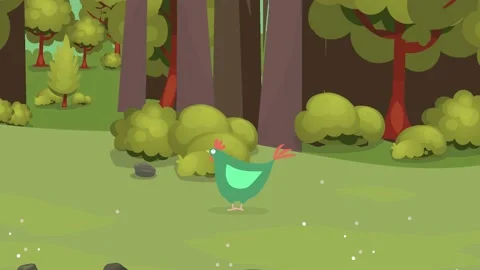 Funny Fat Chicken Walking in the forest Animation Stock Footage 149711910