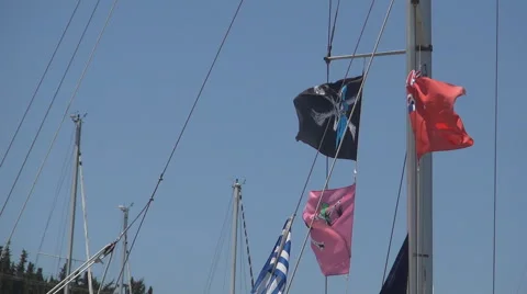 Funny Boat Flags Stock Video Footage | Royalty Free Funny Boat Flags