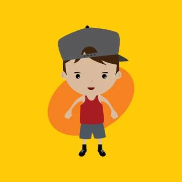 Funny flat casual cartoon guy in color vector art Ilustração Stock
