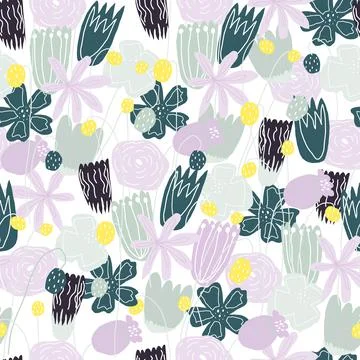 Funny floral vector seamless pattern Stock Illustration