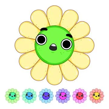 Funny flower character cartoon vector graphic Stock Illustration