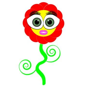 Funny flower on  white background Stock Illustration