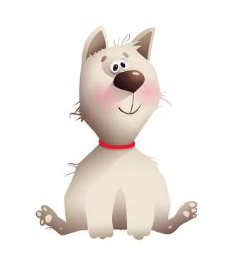 Funny Fluffy Mongrel Dog Comic Puppy Kids Cartoon Stock Illustration