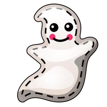 Funny flying Ghost with contours in the form of strokes and dotted lines Ilustración de archivo