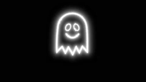 Funny flying Halloween ghost isolated on black background, white glowing Stock-Footage 219147974