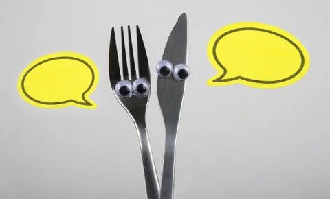 Funny fork and knife Stock Photos