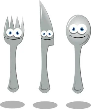 Funny Fork, Knife and Spoon Illustrazione stock