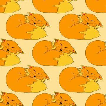 Funny Fox pattern Illustrazione stock