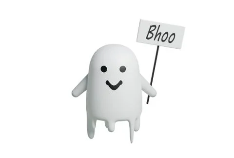 Funny friendly ghost flying on isolated white background, 3d render of halloween Stock Illustration