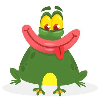 Funny Frog Cartoon. Vector illustration isolated Stock Illustration