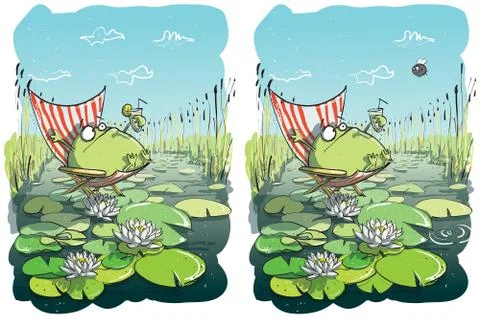 Funny Frog Differences Visual Game イラスト素材