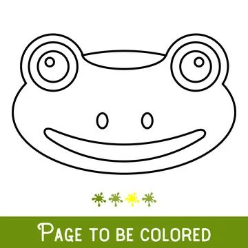 Funny Frog Face to be colored, the coloring book for preschool kids with easy Stock Illustration