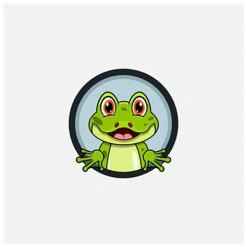 Funny Frog Head Character Design. Perfect For Logo, Label, Template and Icon. Stock Illustration