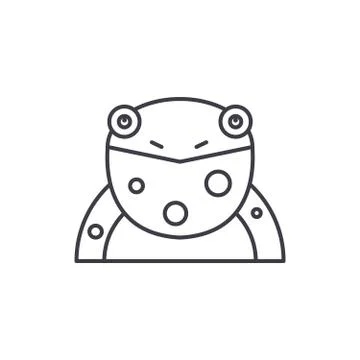 Funny frog line icon concept. Funny frog vector linear illustration, symbol Illustrazione stock