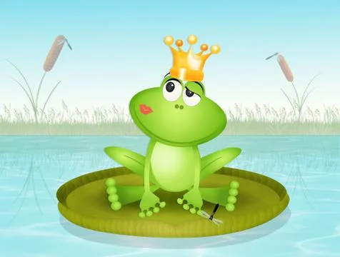 Funny frog on waterlily Stock Illustration