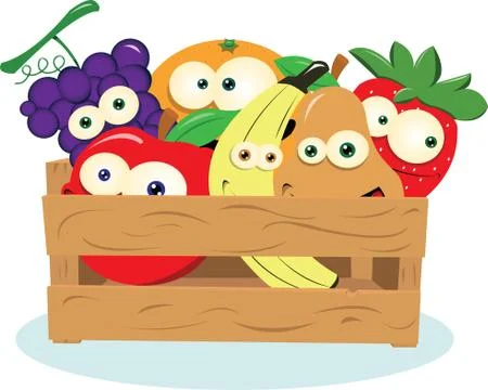 Funny Fruit in a Box Stock Illustration