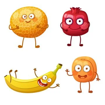 Funny fruit character isolated on white background Stock Illustration