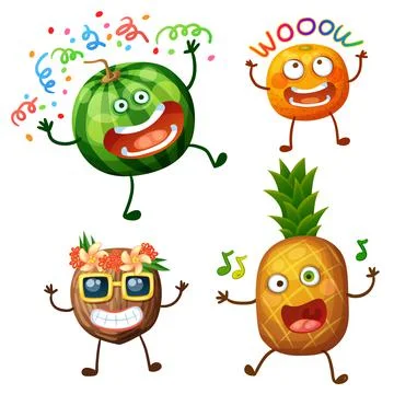 Funny fruit character isolated on white background Illustrazione stock