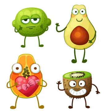 Funny fruit character isolated on white background Stock Illustration