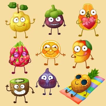 Funny fruit character isolated on white background Stock Illustration