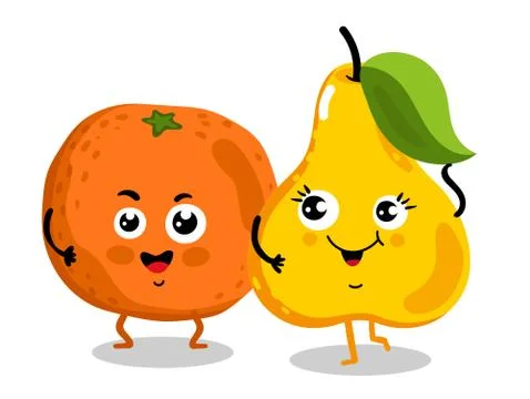 Funny fruit isolated cartoon characters Stock Illustration