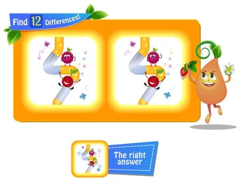 Funny fruit riddle  12 differences Illustrazione stock