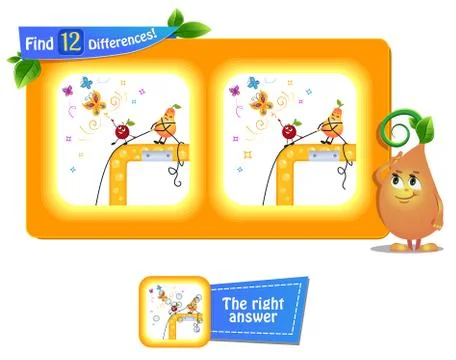 Funny fruit summer  12 differences Stock Illustration